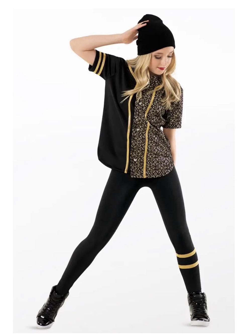 Weissman | Don’t Kill My Vibe Black Gold Short-Sleeve Baseball Shirt, SA MA